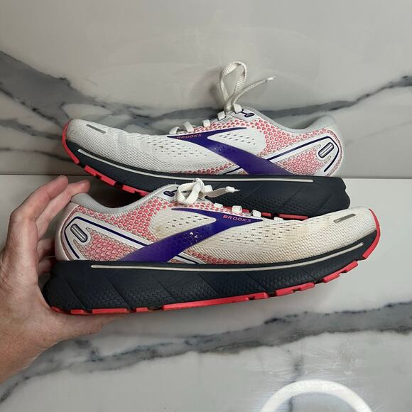 Brooks Women's White Purple Coral Ghost 14 Sneakers Running Shoes Sz 8.5 Athlete - Picture 6 of 8